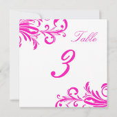 Heet Roze Swanky Swirls Tafel 3 Kaart (Achterkant)