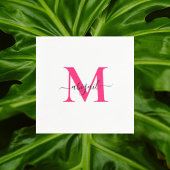 Heet Roze Swash Script Witte Cocktail Servet