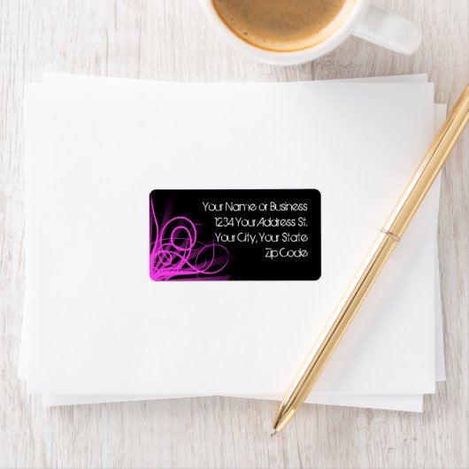 Heet Roze Swirl Adresetiketten Etiket (Insitu)