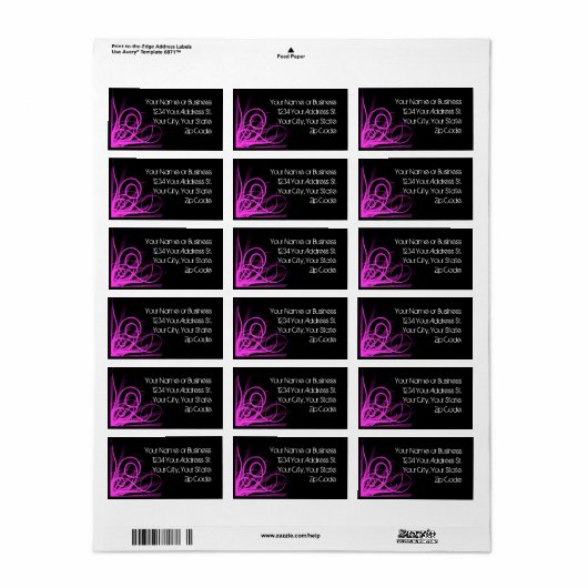 Heet Roze Swirl Adresetiketten Etiket (Full Sheet)