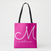 Heet Roze Tassen Tas met Haar Naam (Voorkant)
