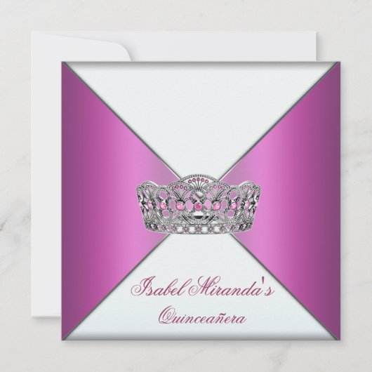 Heet Roze Tiara Quinceanera 15e Feest Kaart (Voorkant)