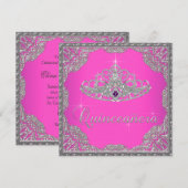 Heet Roze Tiara Quinceanera Kaart (Voorkant / Achterkant)