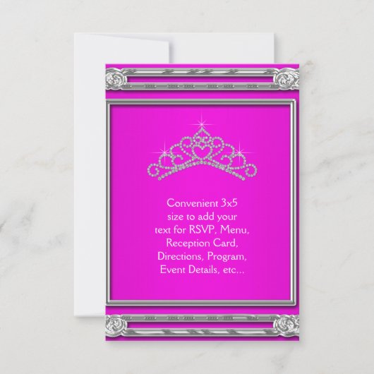 Heet Roze Tiara RSVP Alles Kaartje (Voorkant)