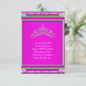 Heet Roze Tiara RSVP Alles Kaartje (Staand voorkant)