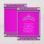 Heet Roze Tiara RSVP Alles Kaartje (Voorkant / Achterkant)