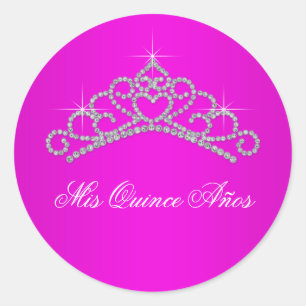 Heet roze tiara Sweet 15 Quinceanera Ronde Sticker