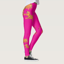 Heet roze tijger dierprint patroonontwerp leggings