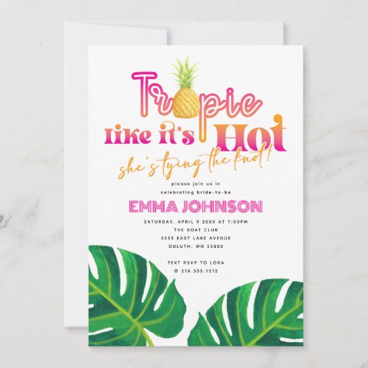 Heet roze tropic als het heet vrijgezellenfeest kaart (Voorkant)