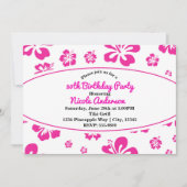 Heet Roze Tropische Hibiscus Bloemen Feest Uitnodi Kaart (Voorkant)