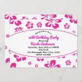 Heet Roze Tropische Hibiscus Bloemen Feest Uitnodi Kaart (Voorkant / Achterkant)