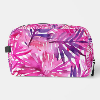 Heet roze tropische palmbladeren toilettasje