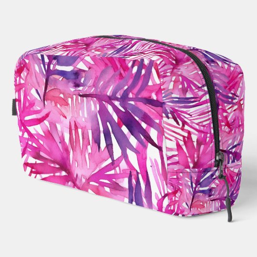 Heet roze tropische palmbladeren toilettasje (Rechterhoek)