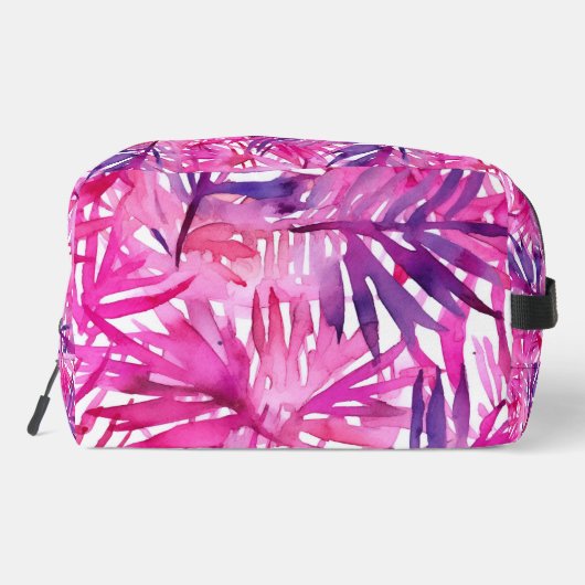 Heet roze tropische palmbladeren toilettasje (Achterkant)