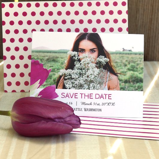 Heet Roze Tulpen Sweet 16 Save the Date Kaart