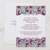 Heet roze turquoise paisley na de bruiloft kaart (Voorkant / Achterkant)