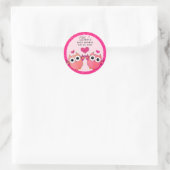 Heet Roze Twin Owl Heart Envelope Seal Sticker (Tas)