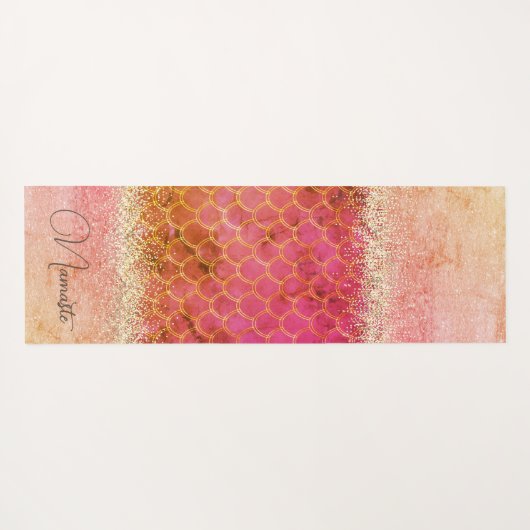 Heet Roze Verbrande Amber Zeemeermin Schalen Glitt Yogamat (Achterkant (horizontaal))