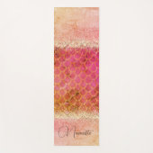 Heet Roze Verbrande Amber Zeemeermin Schalen Glitt Yogamat (Voorkant)
