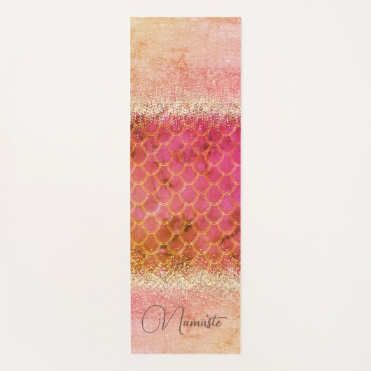 Heet Roze Verbrande Amber Zeemeermin Schalen Glitt Yogamat (Voorkant)