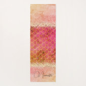 Heet Roze Verbrande Amber Zeemeermin Schalen Glitt Yogamat (Achterkant)