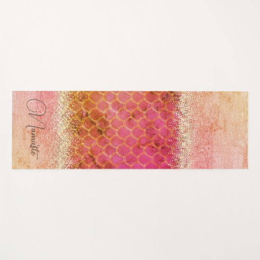 Heet Roze Verbrande Amber Zeemeermin Schalen Glitt Yogamat (Voorkant (horizontaal))