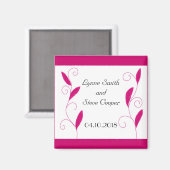 Heet Roze Veren Save the Date Magneet (Voorkant / Achterkant)