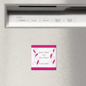 Heet Roze Veren Save the Date Magneet (Insitu (Vaatwasser))