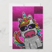 Heet Roze Verjaardagsfeestje Regenboog Glitter Een Kaart (Voorkant)