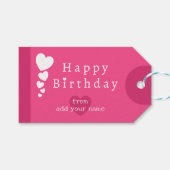 Heet Roze Verjaardagsharten Cadeau Labels Cadeaulabel (Voorkant (Horizontaal))