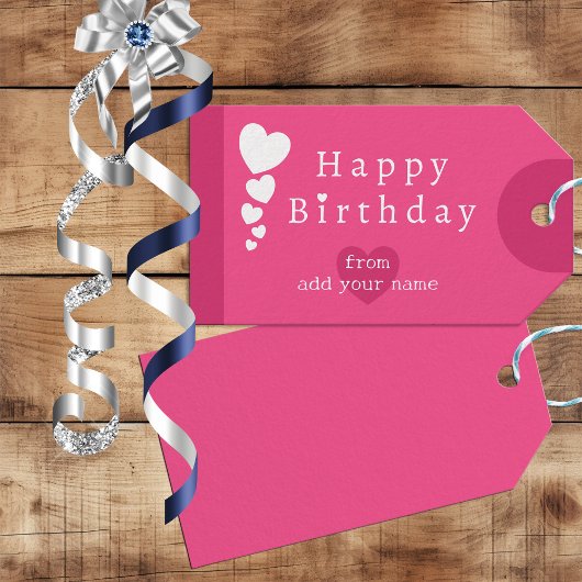 Heet Roze Verjaardagsharten Cadeau Labels Cadeaulabel
