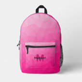 Heet roze verloop geometrisch mesh patroon Monogra Bedrukte Rugzak (Voorkant)