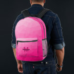 Heet roze verloop geometrisch mesh patroon Monogra Bedrukte Rugzak<br><div class="desc">Heet roze verloop geometrische mesh patroon Monogram Gedrukte Rugzak. Cool mode accessoire tas voor iedereen. Heet roze Driehoek geometrisch mesh met licht naar donker ombre verloop ontwerp. Maak een unieke en gepersonaliseerde rugzak met een persoonlijke touch! Modern monogram met uw eerste letter en uw naam voor die extra persoonlijke flair....</div>