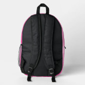 Heet roze verloop geometrisch mesh patroon Monogra Bedrukte Rugzak (Achterkant)