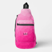 Heet roze verloop geometrisch mesh patroon Monogra Sling Bag (Voorkant)
