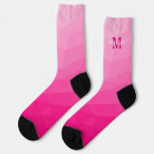 Heet roze verloop geometrisch mesh patroon monogra sokken (Links)