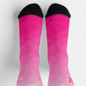 Heet roze verloop geometrisch mesh patroon monogra sokken (Top)