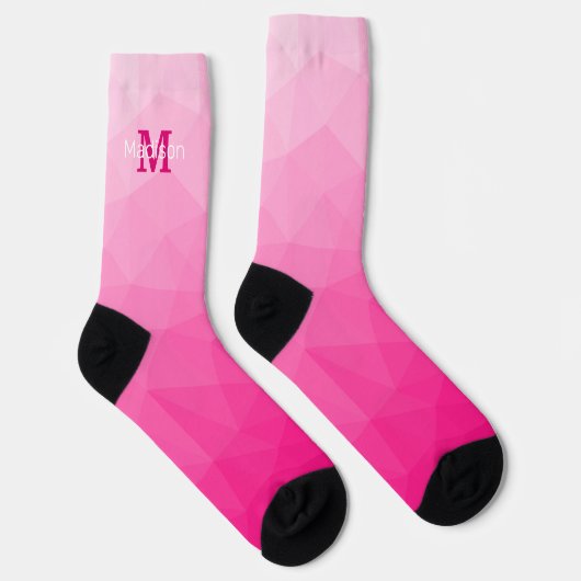 Heet roze verloop geometrisch mesh patroon monogra sokken (Rechts)