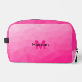 Heet roze verloop geometrisch mesh patroon Monogra Toilettasje (Voorkant)