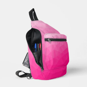 Heet roze verloop geometrisch mesh patroon sling bag