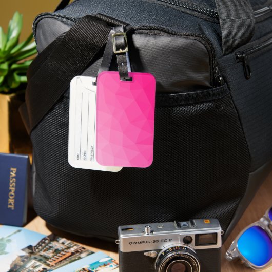 Heet roze verloop geometrisch meshpatroon bagagelabel (Voorkant & Achterkant)