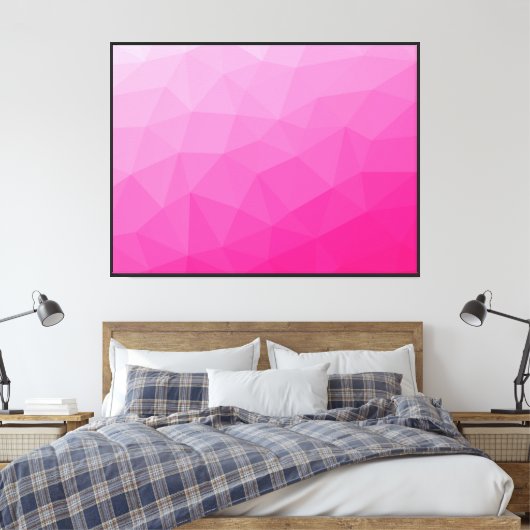 Heet roze verloop geometrisch meshpatroon canvas afdruk (Insitu (Slaapkamer))