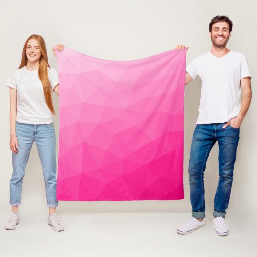 Heet roze verloop geometrisch meshpatroon fleece deken (In situ)