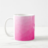 Heet roze verloop geometrisch meshpatroon monogram koffiemok (Links)
