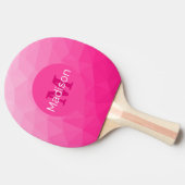 Heet roze verloop geometrisch meshpatroon monogram tafeltennisbatje (Zijkant)