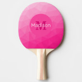 Heet roze verloop geometrisch meshpatroon monogram tafeltennisbatje (Voorkant)