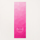 Heet roze verloop geometrisch meshpatroon monogram yogamat (Voorkant)
