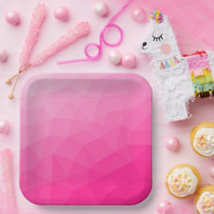 Heet roze verloop geometrisch meshpatroon papieren bordje