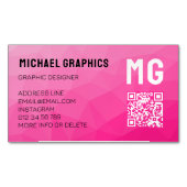 Heet roze verloop geometrisch meshpatroon QR-code Magnetisch Visitekaartje (Voorkant)