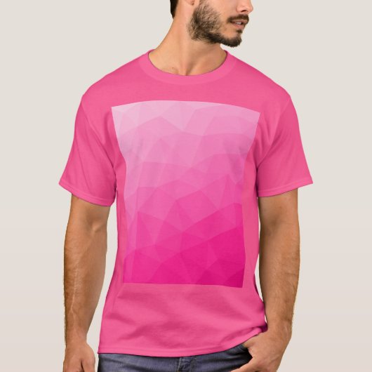 Heet roze verloop geometrisch meshpatroon t-shirt (Voorkant)